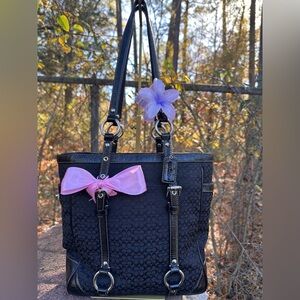 Sold-Coach Black Jacquard Handbag